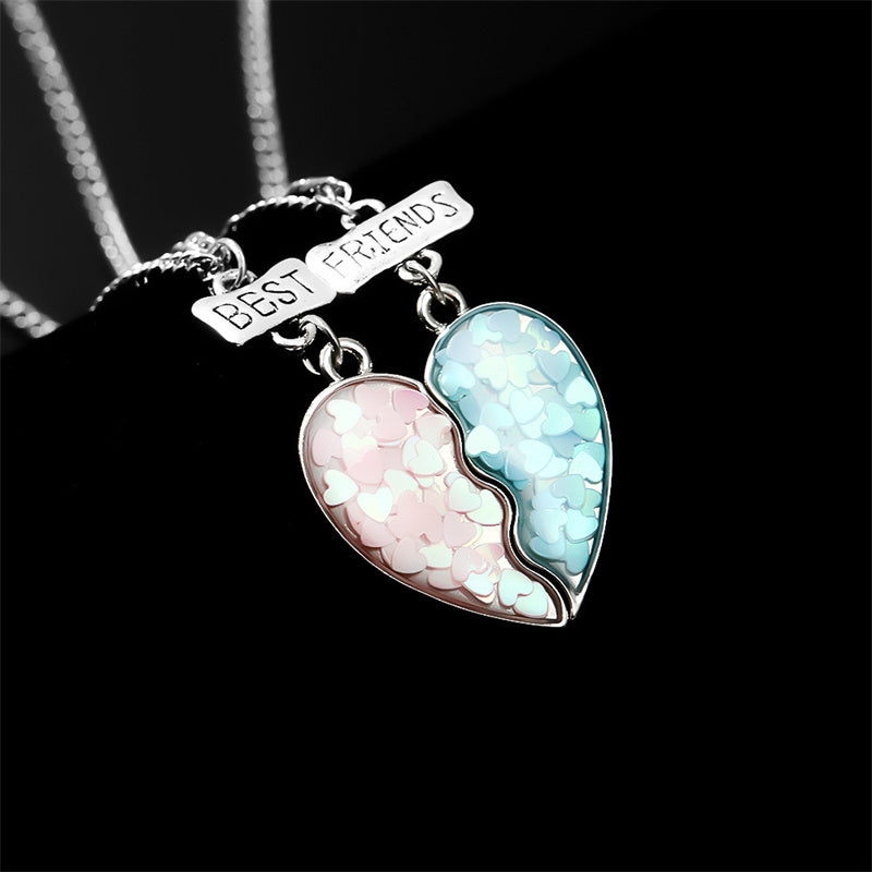 Rainbow magnetic two petals with diamond splicing necklace（Free Shipping）