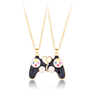 Magnetite alloy cartoon game machine couple necklace