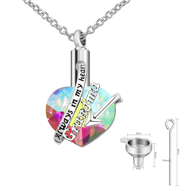 A Piece Of My Heart Lives In Heaven-Souvenir/Crystal Urn Pendant Necklace
