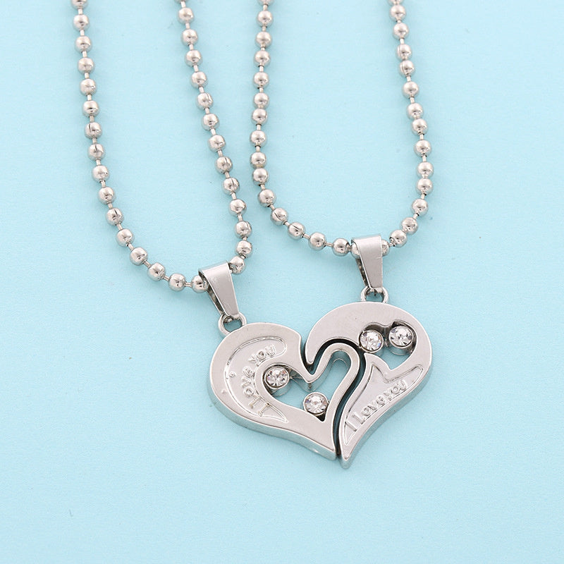 Heart shaped peach heart pendant with diamonds（Free Shipping）