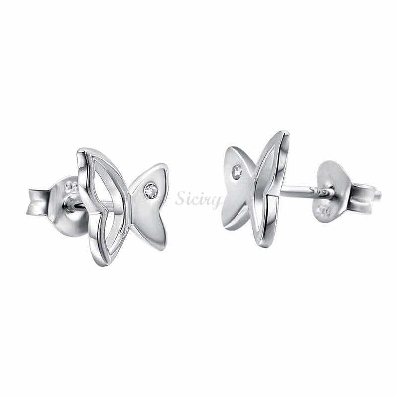 Sterling Silver Hollow Simple Butterfly Earrings Female Hair Wholesale Earrings
