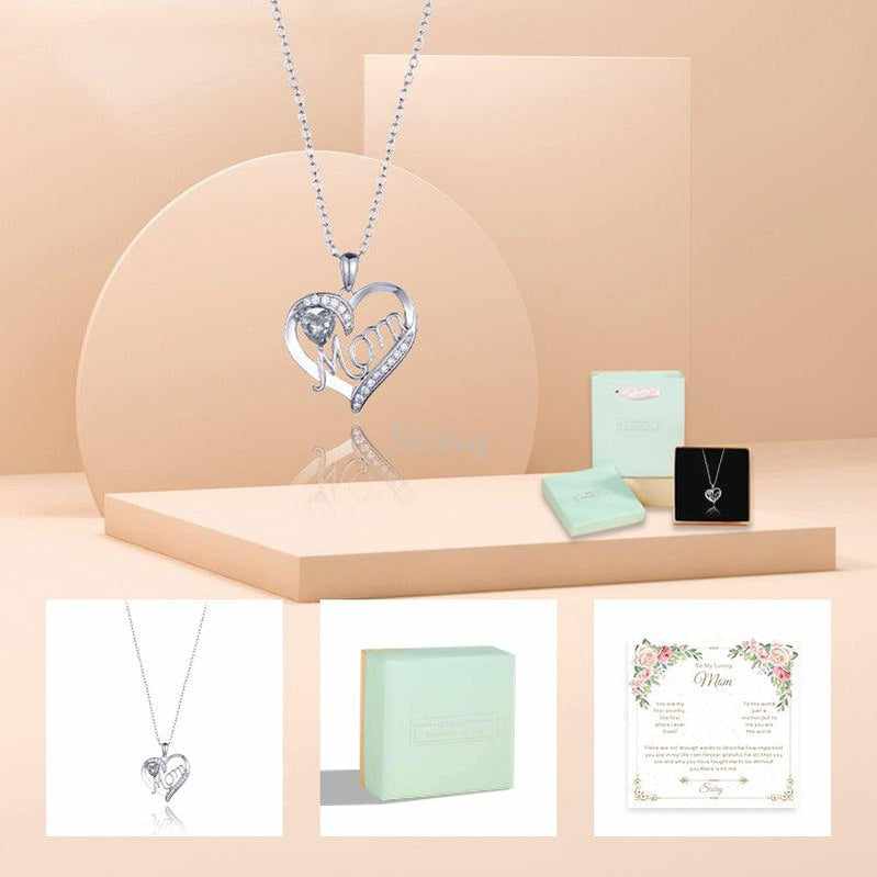 '-Siciry™ To My Loving Mom-Love Heart Necklace-