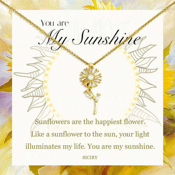 Rotate Sunflower-You Are My Sunshine Sunflower Heart Necklace