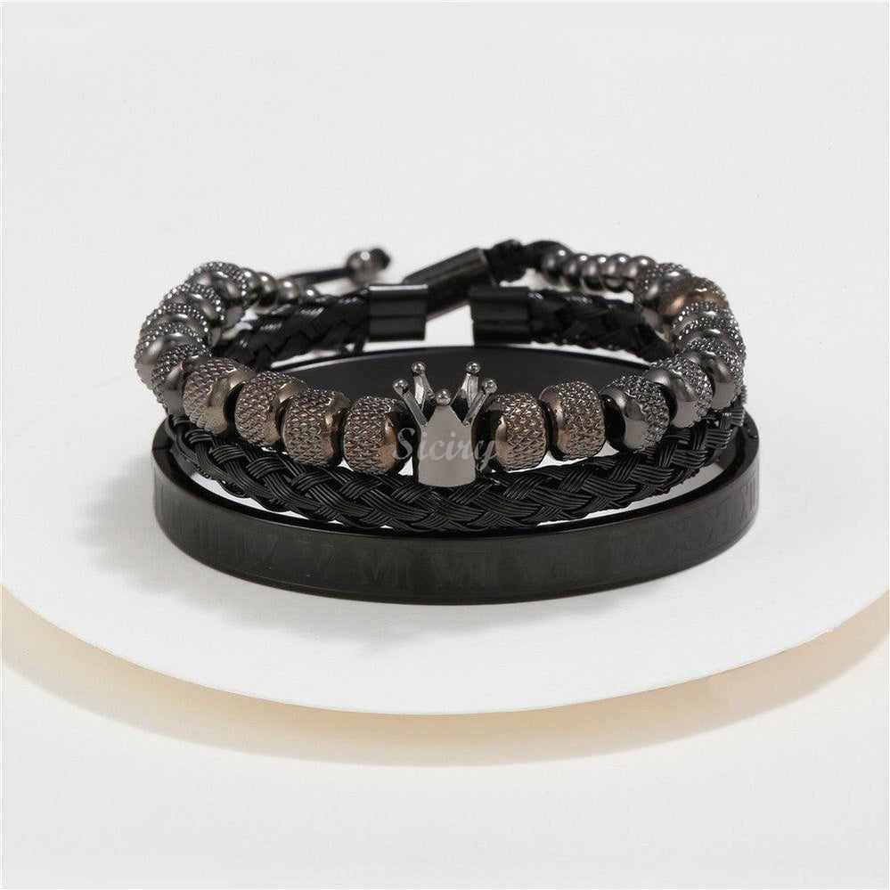 Trio de bracelets à armure couronne Siciry™ 