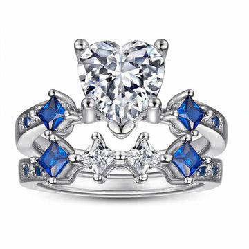 Blue zirconia heart set ring