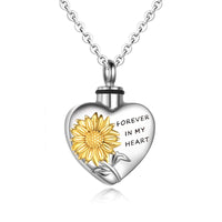 A Piece Of My Heart Lives In Heaven-Souvenir/Sunflower Urn Pendant Necklace