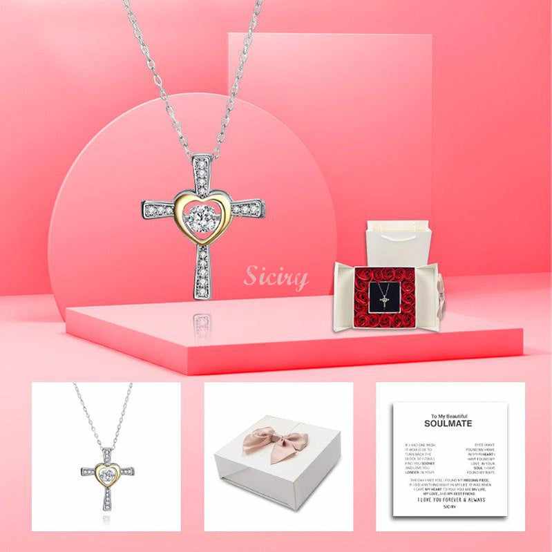 Cross Heart Necklace - To My Beautiful Soulmate