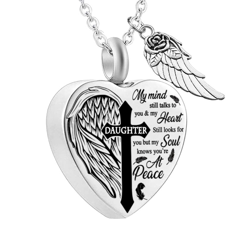 A Piece Of My Heart Lives In Heaven-Souvenir/Heart Urn Pendant Necklace